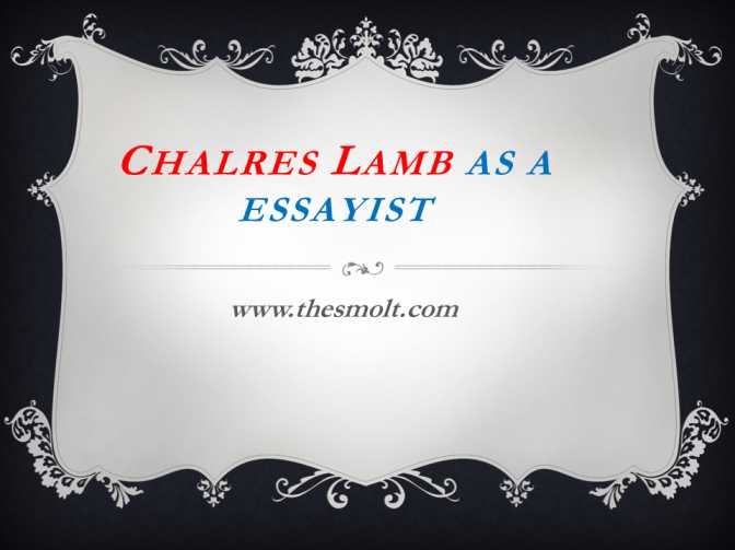 Charles Lamb as an essayist